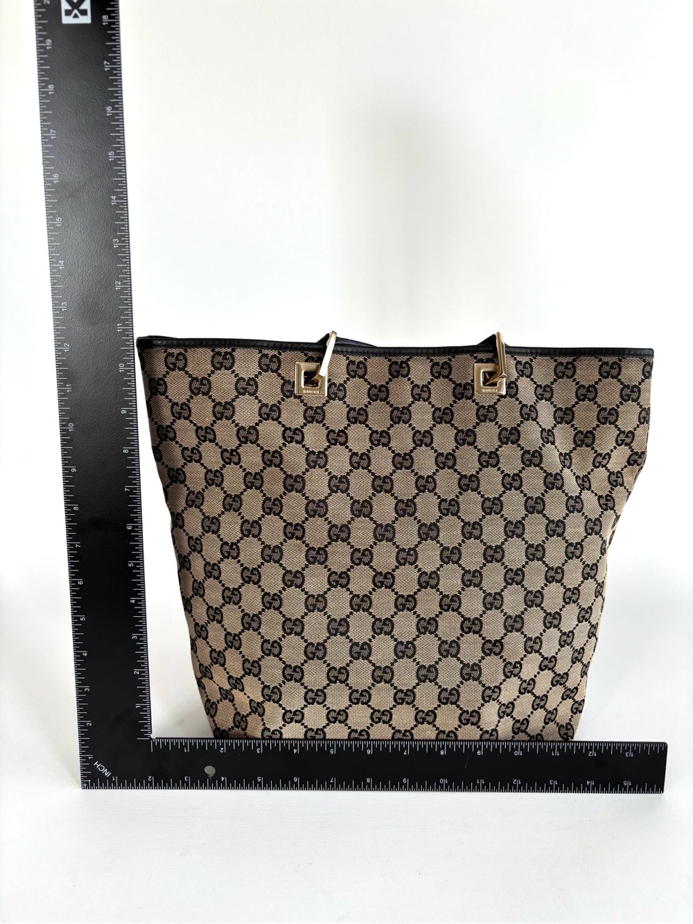 Gucci GG Eclipse Canvas Vintage Tote with Black Trim - Picture 8 of 8